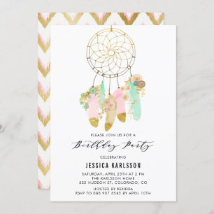 Invitation Pastel Dreamcatcher Faux Gold Foil Anniversaire