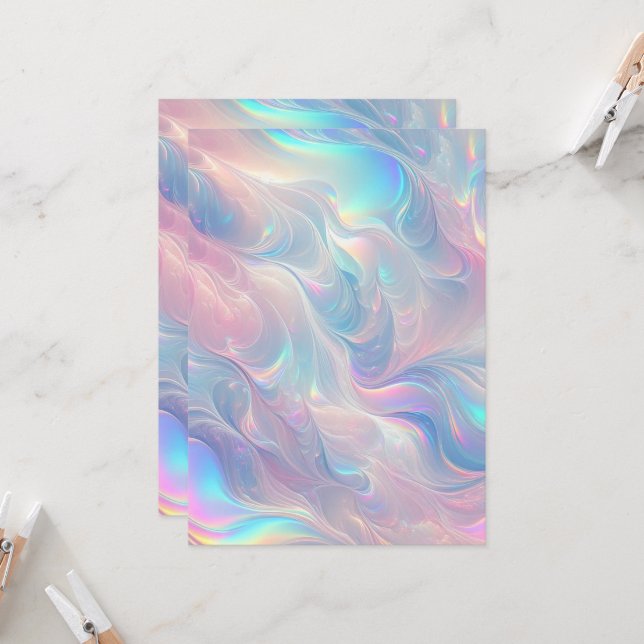 Invitation Pastel Dreamscape : Carnet de tourbillon holograph (Devant/Arrière en situation)