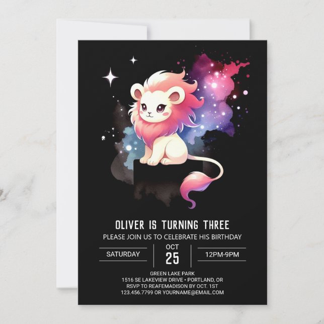 Invitation Pastel Dreamy Lion Anniversaire (Devant)