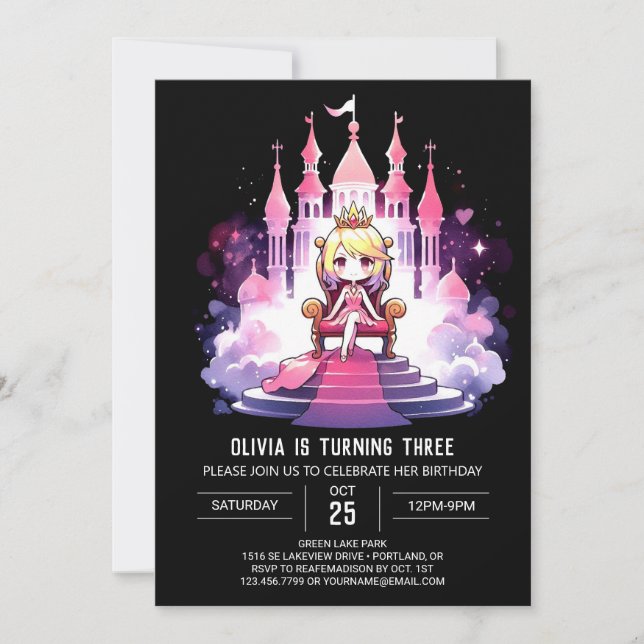 Invitation Pastel Dreamy Princess Anniversaire (Devant)