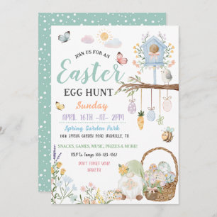 Invitation Pastel Easter Egg Hunt Gnomes