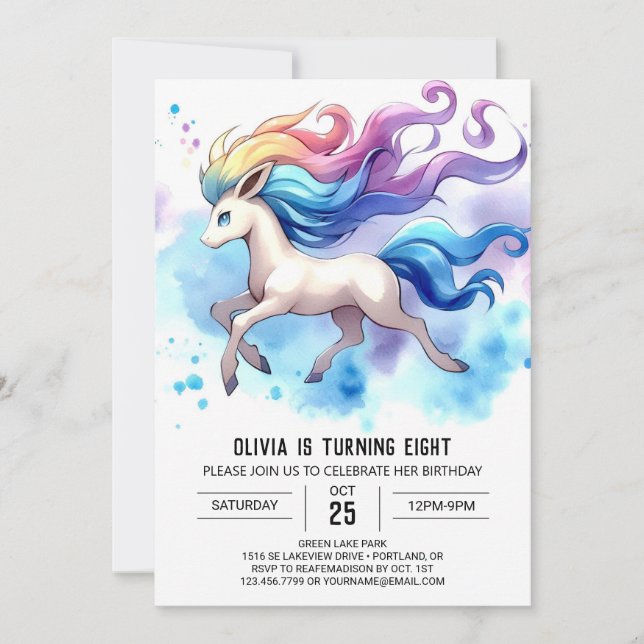 Invitation Pastel Editable Horse Anniversaire (Devant)