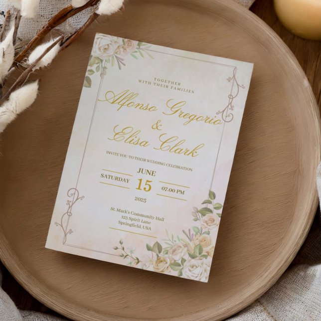 Invitation Pastel Elegant Boho Floral Watercolor Wedding (Créateur téléchargé)