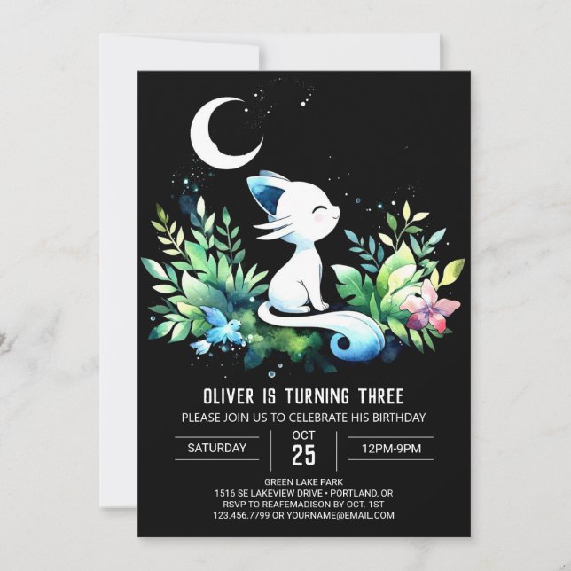 Invitation Pastel Elegant Chat Anniversaire (Devant)