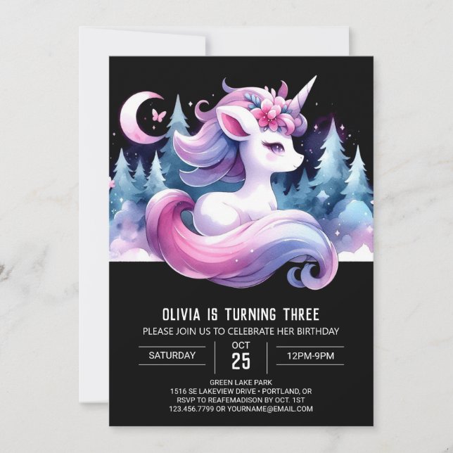 Invitation Pastel Elegant Horse Anniversaire (Devant)