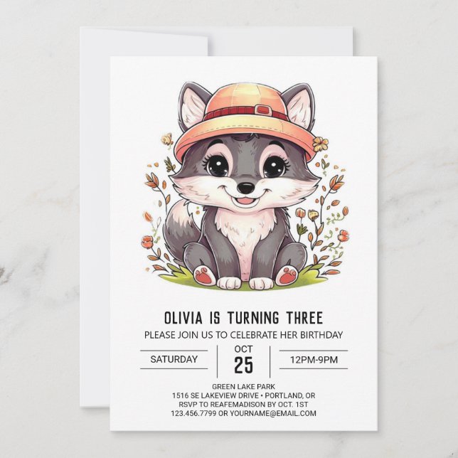 Invitation Pastel Enchanted Digital Wolf Anniversaire (Devant)