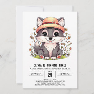 Invitation Pastel Enchanted Digital Wolf Anniversaire