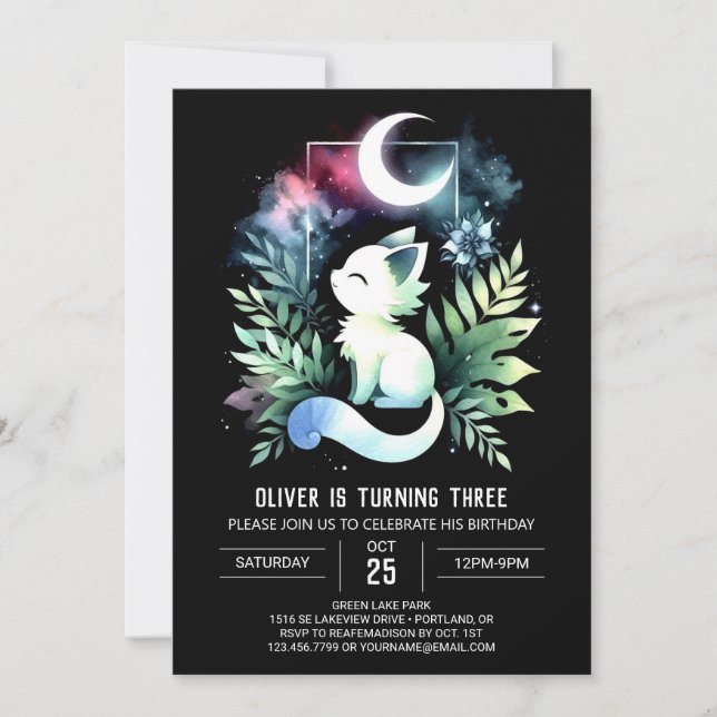 Invitation Pastel Enfants Chat Anniversaire (Devant)