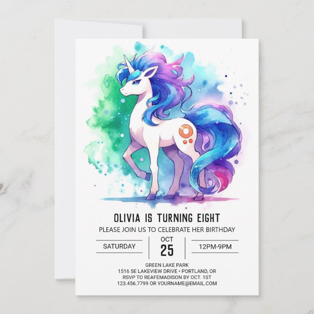 Invitation Pastel Enfants Cheval Anniversaire (Devant)