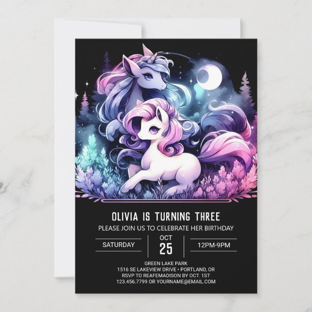 Invitation Pastel Enfants Horse Anniversaire (Devant)