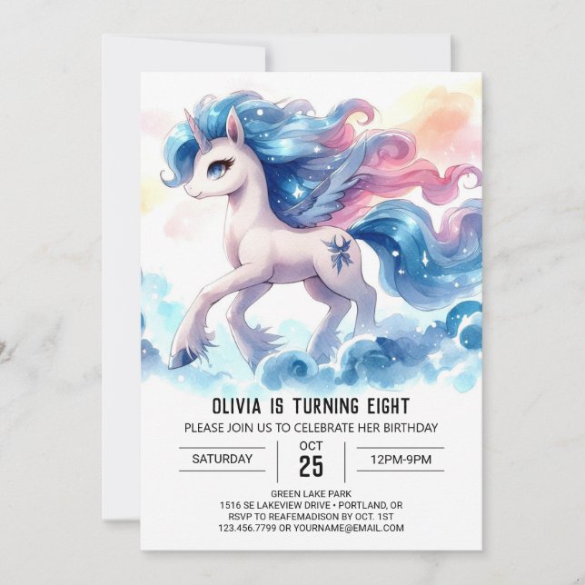 Invitation Pastel Enfants Horse Anniversaire (Devant)