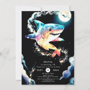 Invitation Pastel Enfants Requin sous-marin Anniversaire