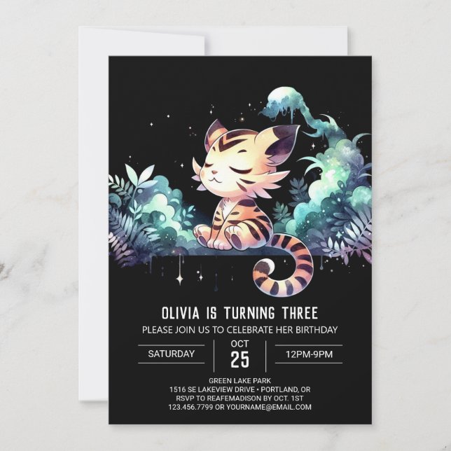 Invitation Pastel Enfants Tigre Anniversaire (Devant)