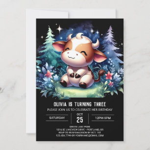 Invitation Pastel Enfants Vache Anniversaire