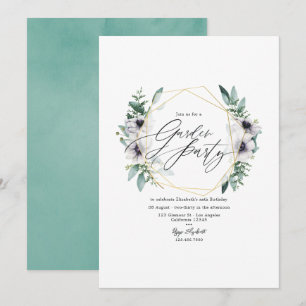Invitation Pastel Eucalyptus Anémone Géométrique Fête de Jard