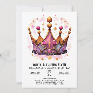 Invitation Pastel Fairytale Princess Crown Anniversaire