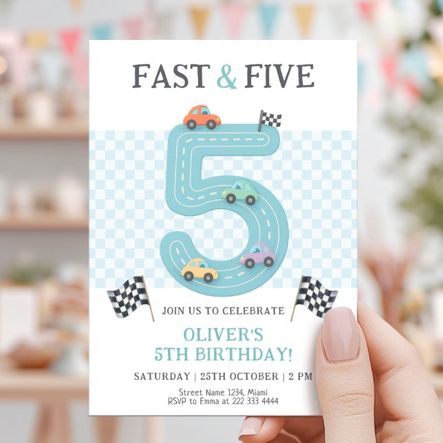 Invitation Pastel Fast Five Birthday Car (Créateur téléchargé)