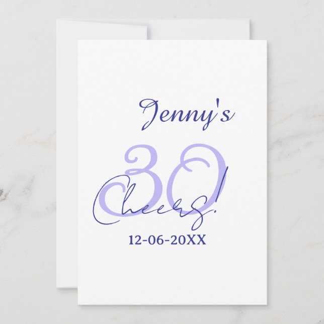 Invitation Pastel félicite 30 ans violet élégant nom da (Devant)