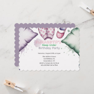 Invitation Pastel Fille qui dort sous une fête d'anniversaire