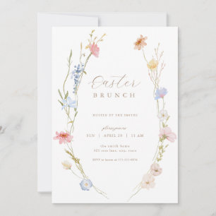 Invitation Pastel Fleur sauvage Cadre Pâques Brunch Invitatio