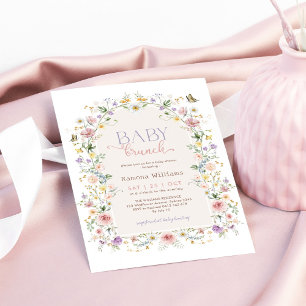 Invitation Pastel Fleur sauvage Garden Baby shower Brunch