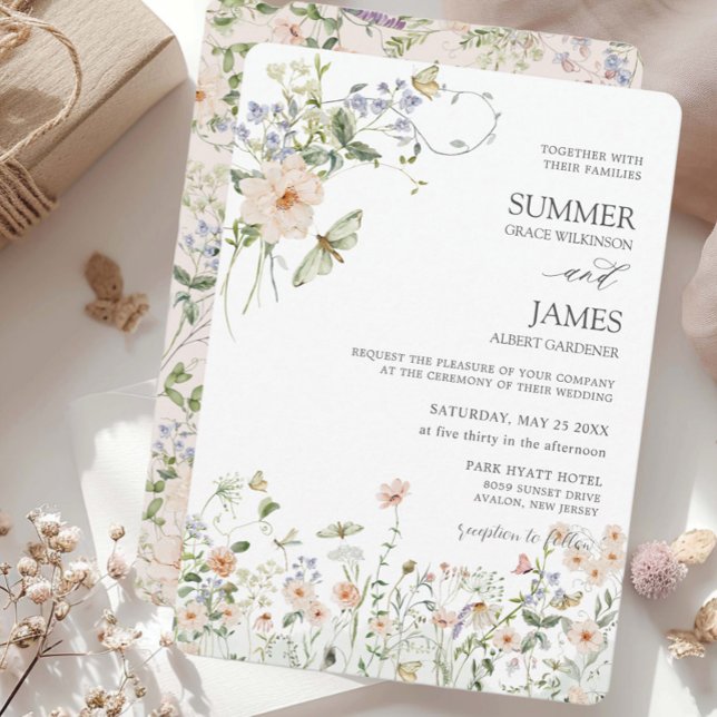 Invitation Pastel Fleur sauvage Jardin Délicat Mariage Floral (Créateur téléchargé)