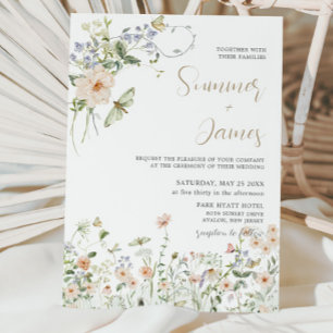 Invitation Pastel Fleur sauvage Jardin Délicat Mariage Floral