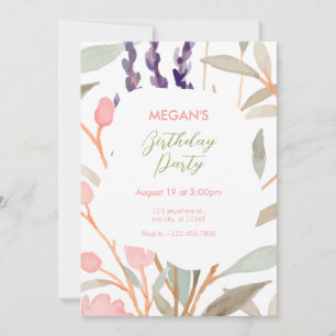 Invitation Pastel Floral Aquarelle Brunch anniversaire