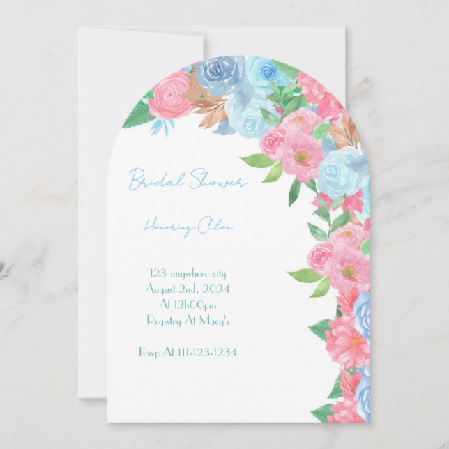 INVITATION PASTEL FLORAL BRIDAL SHOWER SPRING SUMMER (Devant)