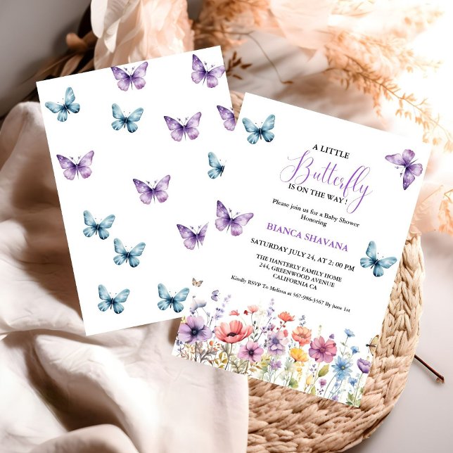 Invitation Pastel Floral Butterfly Baby shower (Créateur téléchargé)