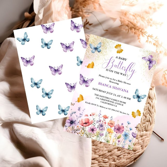 Invitation Pastel Floral Butterfly Baby shower (Créateur téléchargé)