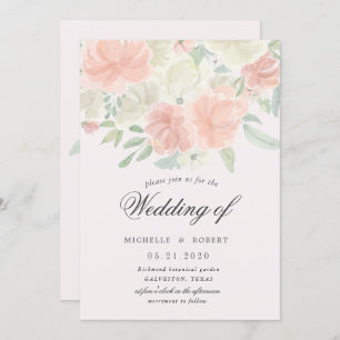 Invitation pastel floral clair mariage