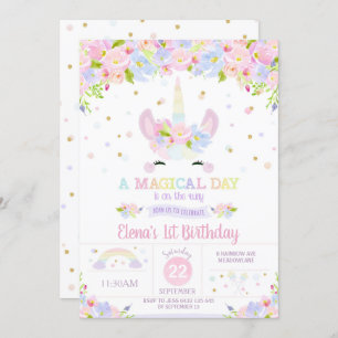 Invitation Pastel floral d'invitation d'anniversaire de
