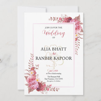 Invitation Pastel Floral Frame Mariage indien