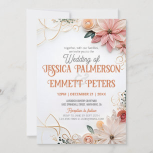 Invitation Pastel Floral Mariage Verdure Cadre Papier Quillin