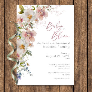 Invitation Pastel Floral Modern Baby en Baby shower Fleur