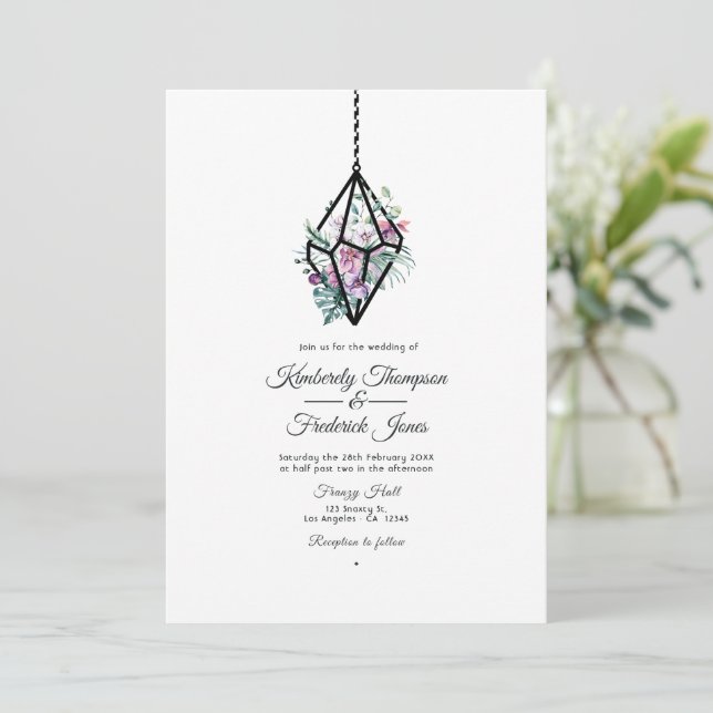 Invitation Pastel Floral Terrarium Jardin Mariage (Debout devant)