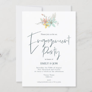 Invitation Pastel Florals Soirée de fiançailles Script