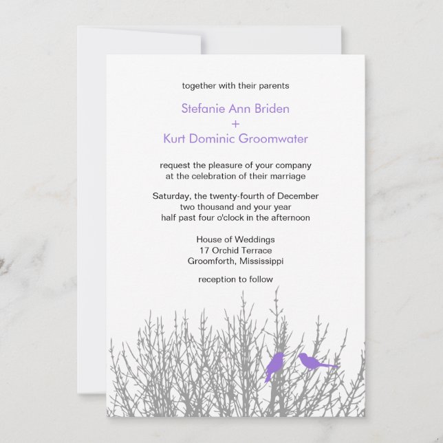 Invitation Pastel foncé violet élégant Mariage d'hiver do-it- (Devant)