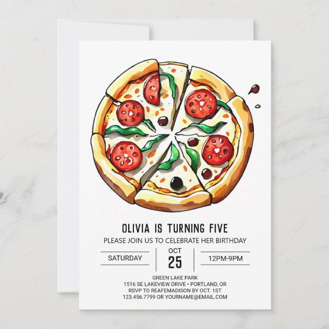 Invitation Pastel Foodie Pizza Anniversaire (Devant)