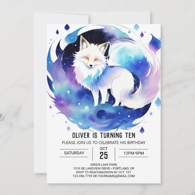 Invitation Pastel Fox dans les bois Anniversaire (Devant)
