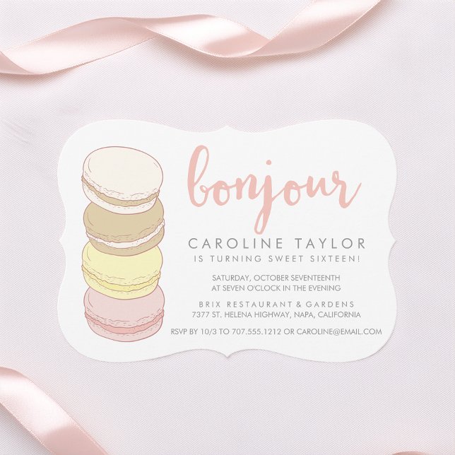 Invitation Pastel French Macarons Sweet sixteen (Créateur téléchargé)