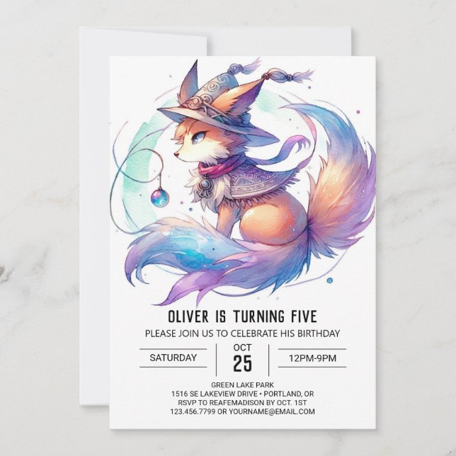 Invitation Pastel Fun Fox Anniversaire (Devant)