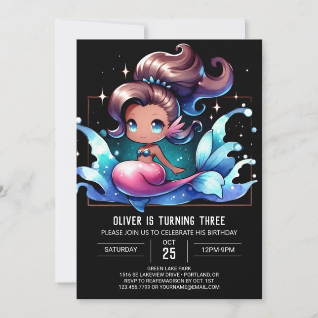 Invitation Pastel Fun Mermaid Birthday (Devant)