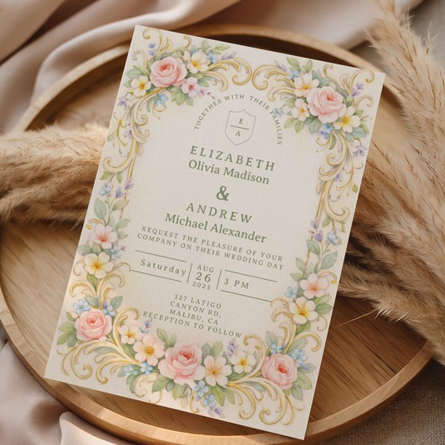 Invitation Pastel Garden Baroque Rose Wedding (Créateur téléchargé)