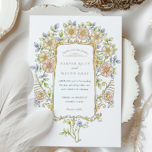Invitation Pastel Garden Frame Rococo Mariage
