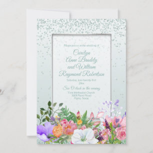 Invitation Pastel Garden Glittery Mariage Invitati