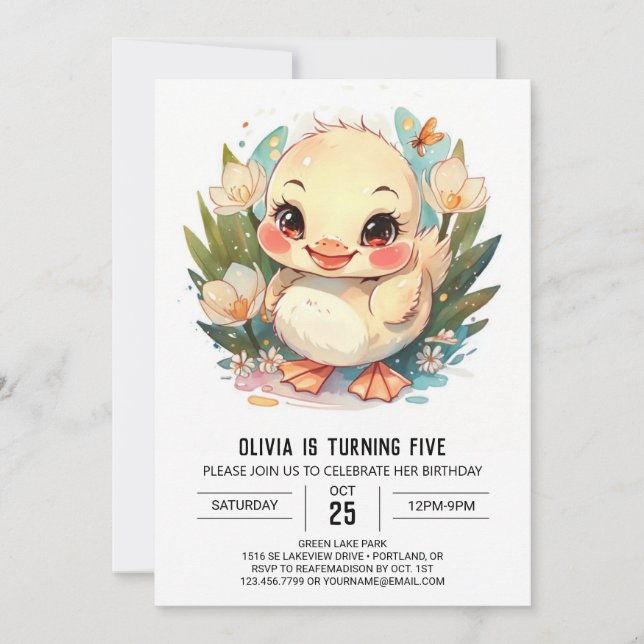 Invitation Pastel Girl Canard Anniversaire (Devant)