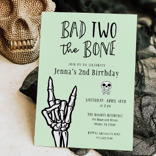 Invitation Pastel Green Bad Two The Bone 2e fête d'anniversai