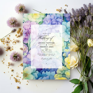 Invitation Pastel Green, Beurre Jaune et Mariage Lavande